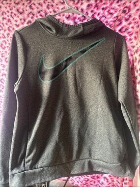 Nike Dark Gray Hoodie with Teal Swoosh